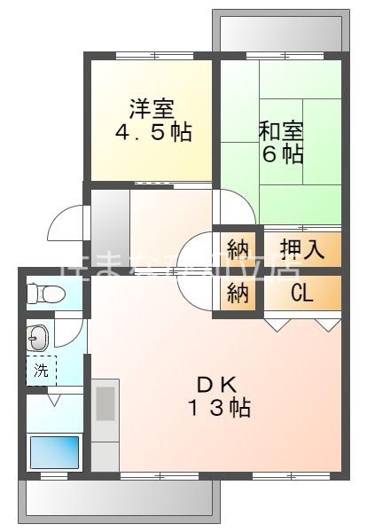 メゾンわかな(2LDK/4階)の間取り写真