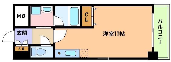 シャトー御影山手(ワンルーム/4階)の間取り写真