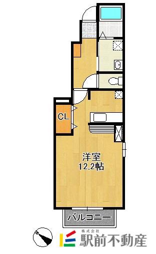 ユースパル B(1K/1階)の間取り写真