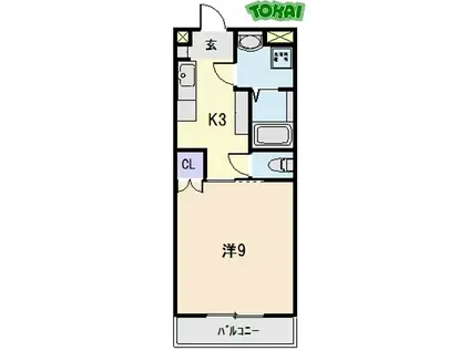 エクレール(1K/1階)の間取り写真