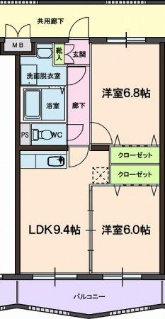 アウスレーゼ(2DK/3階)の間取り写真