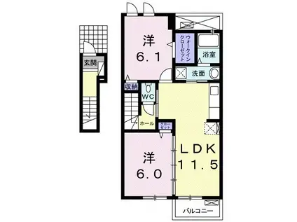 カーサ デル ソーレ II(2LDK/2階)の間取り写真
