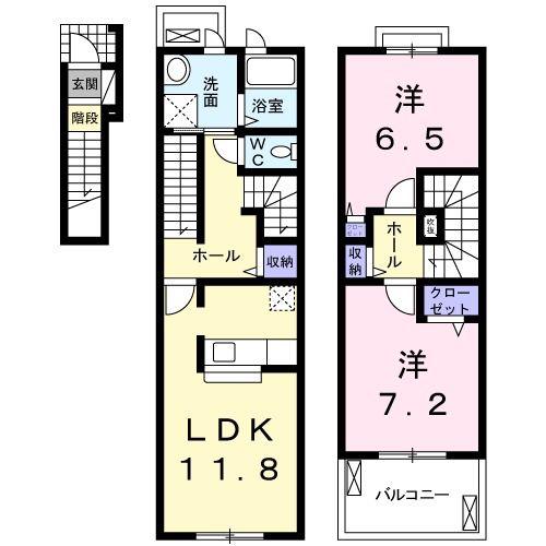 アミティエ東光(2LDK/2階)の間取り写真