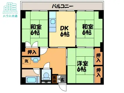 滑石ロイヤルハイツ(3DK/1階)の間取り写真