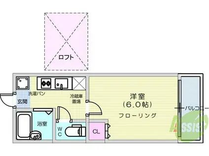 メゾン中城(1K/2階)の間取り写真