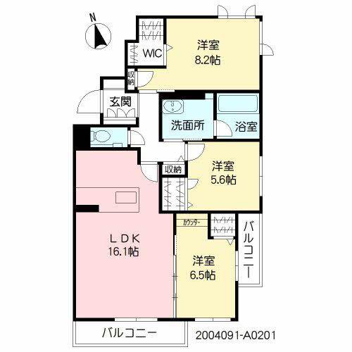 シャーメゾンステージ千代ヶ崎(3LDK/2階)の間取り写真