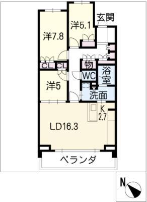 プライムメゾン富士見台(3LDK/1階)の間取り写真