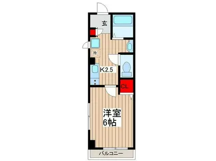 Y′S REVE(1K/2階)の間取り写真