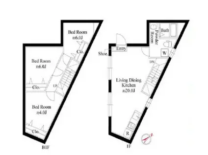 ジャスパー市ヶ谷(3LDK/B1階)の間取り写真