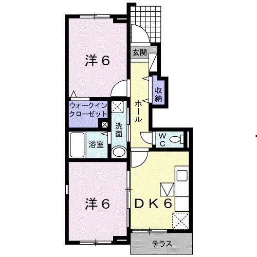 セゾンコスモス I(2DK/1階)の間取り写真
