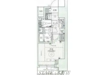 エステムコート心斎橋CENTRAL(1K/12階)の間取り写真