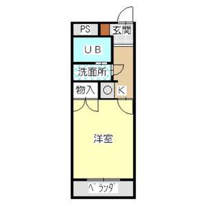 グリーンアベニュー山手(ワンルーム/4階)の間取り写真