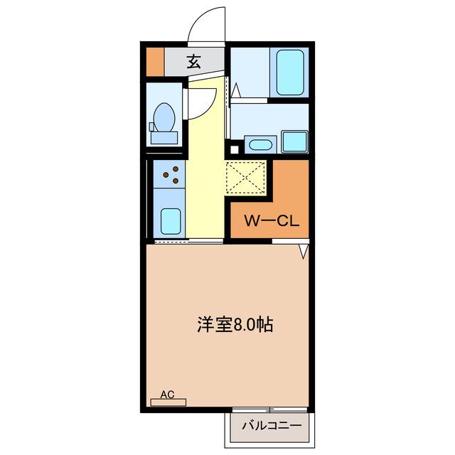 RESIDENCE明神(1K/1階)の間取り写真