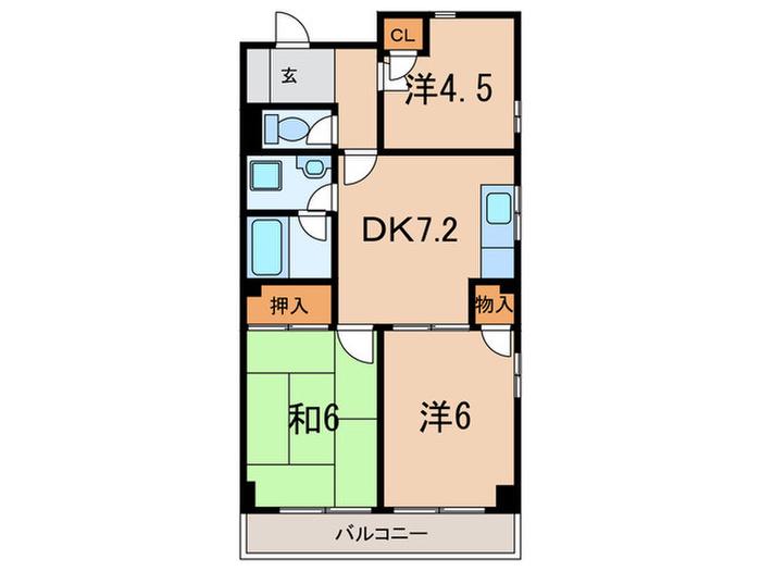 AQUA明石大久保(3DK/2階)の間取り写真
