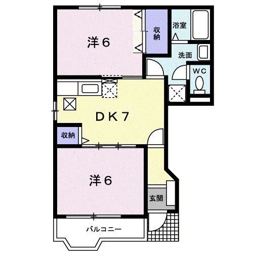ブルーム・ミヤケ(2DK/1階)の間取り写真