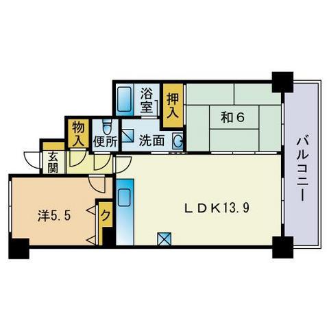 クレセントビル(2LDK/8階)の間取り写真