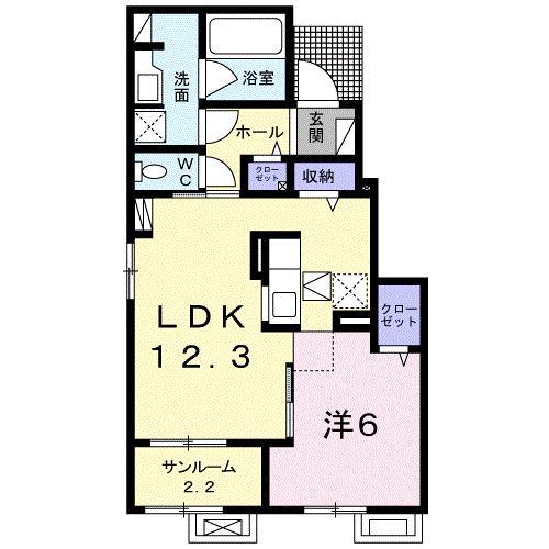 グリッツェンII(1LDK/1階)の間取り写真