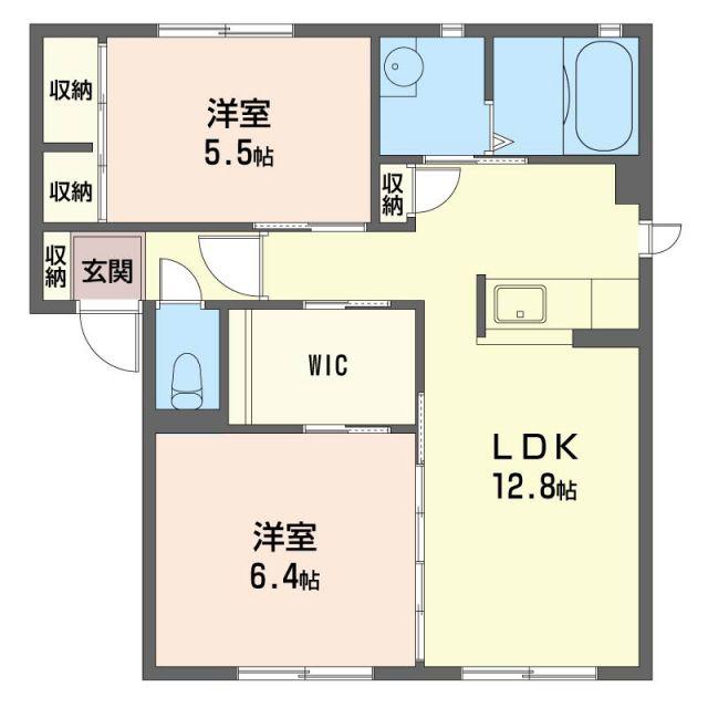 ファミールB(2LDK/2階)の間取り写真