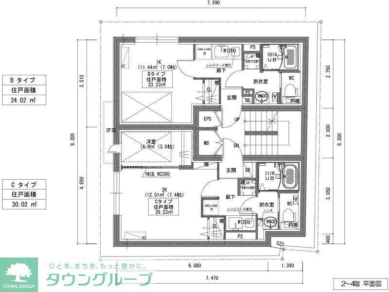ラヴィエール菊川駅前(2K/4階)の間取り写真