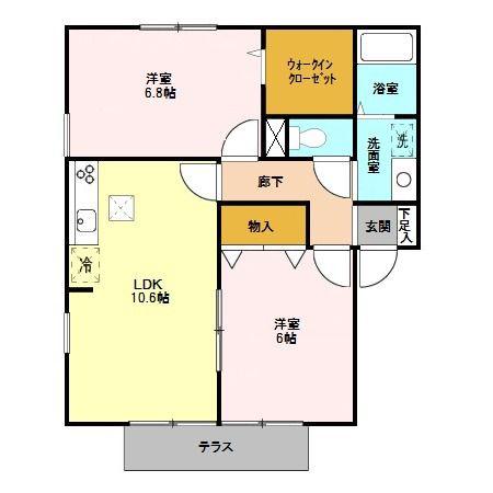 グランシャリオC棟(2LDK/1階)の間取り写真