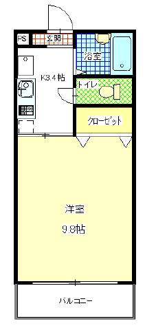 エスポワール(1K/1階)の間取り写真