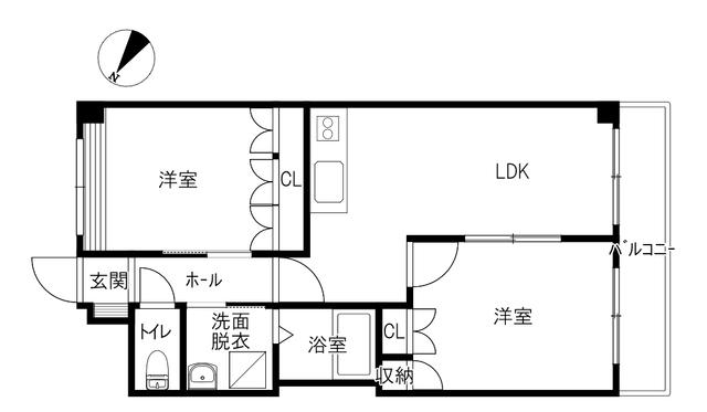 ラ・ピオーネ(2LDK/1階)の間取り写真