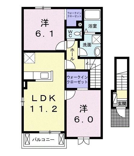 フレ フュチュール(2LDK/2階)の間取り写真