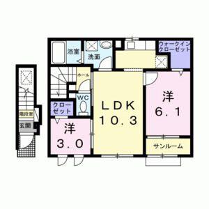 パーク・エノコダ(2LDK/2階)の間取り写真