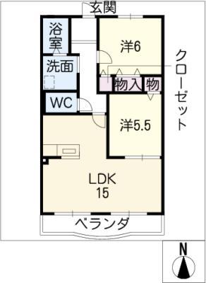 ハートフル柚子(2LDK/1階)の間取り写真