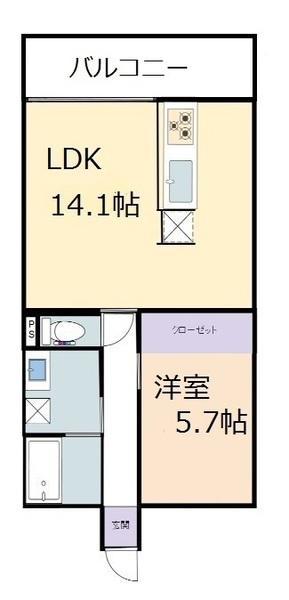 フォンテーヌ彦根(1LDK/5階)の間取り写真