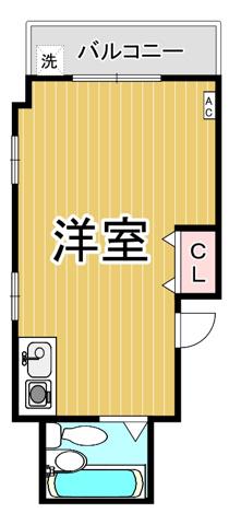 ブルックハイム甲子園(ワンルーム/2階)の間取り写真