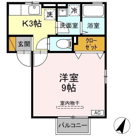 ルミエール・コート(1K/2階)の間取り写真