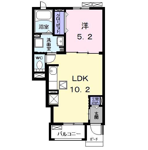 プリエール(1LDK/1階)の間取り写真