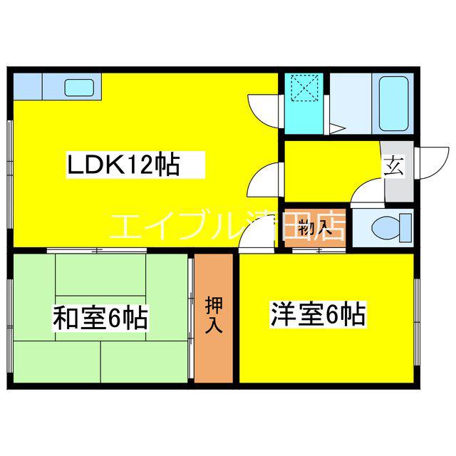 山田マンション2(2LDK/2階)の間取り写真