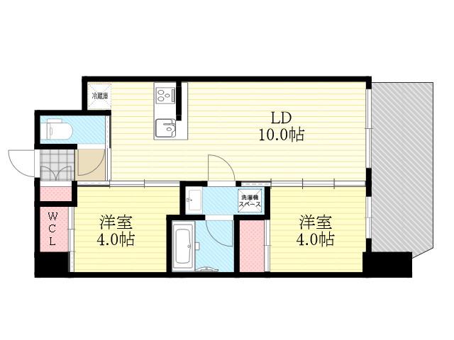 セレニテフラン新大阪(2LDK/2階)の間取り写真