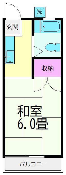 せんぞくトキワコーポ(ワンルーム/2階)の間取り写真