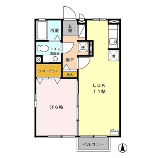 リッツハウス(1LDK/2階)の間取り写真
