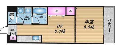 シャトー弁天弐番館(1DK/10階)の間取り写真
