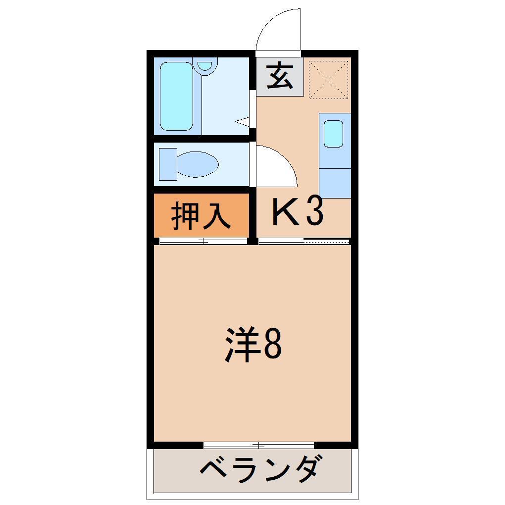 フルーティハウス(1K/2階)の間取り写真