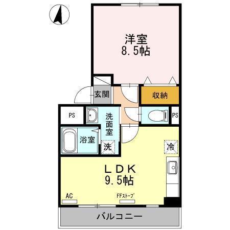 パシフィックレインボー(1LDK/2階)の間取り写真