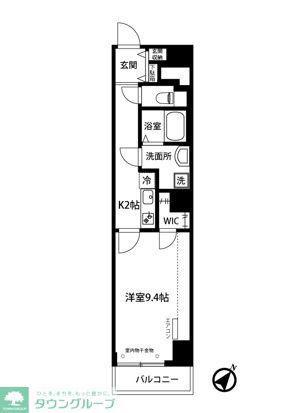 ロックス相模大野B(1K/4階)の間取り写真