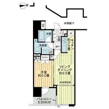 フォルム四谷外苑東(1LDK/8階)の間取り写真