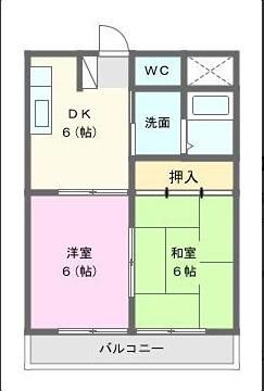 高丘ハイツ(2DK/3階)の間取り写真