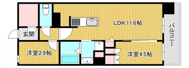 富士林プラザ15番館(2LDK/8階)の間取り写真