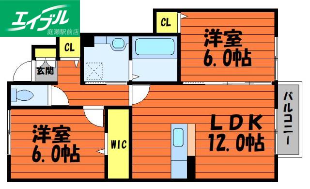 ハートフル(2LDK/1階)の間取り写真