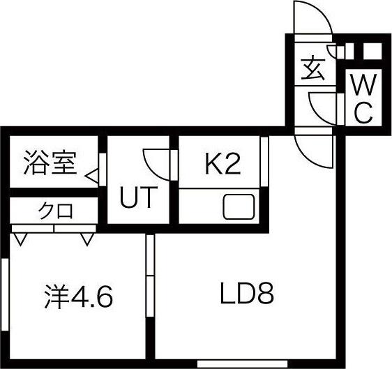 ウエスト BLUE(1LDK/2階)の間取り写真