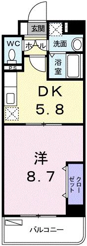 イースト・フィオーレ(1DK/4階)の間取り写真