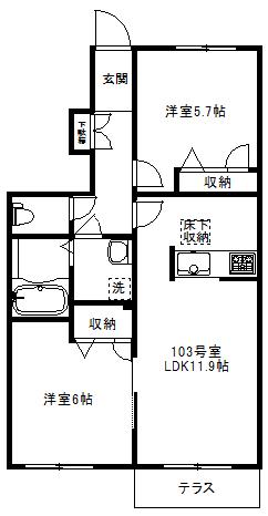 シャーメゾン御殿山(2LDK/1階)の間取り写真