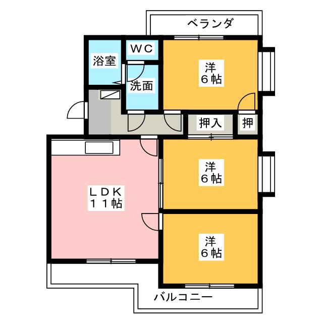 エクセルシオールII(3LDK/1階)の間取り写真