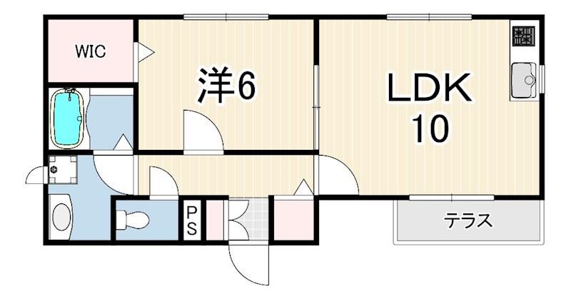 ラ・カーサ夙川(1LDK/1階)の間取り写真
